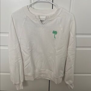 White Sweatshirt with Green Palm Tree